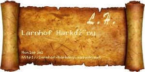 Larnhof Harkány névjegykártya